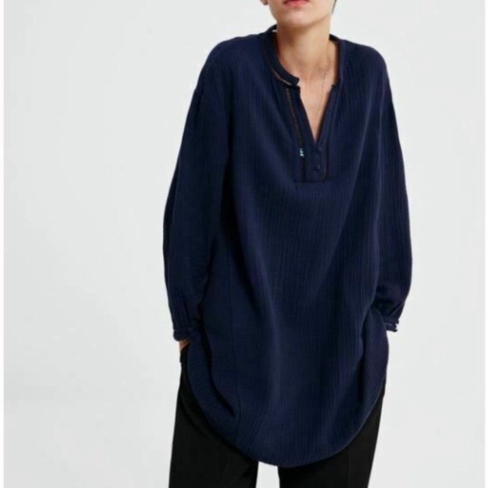 Zara Womens Tunic Dress Navy Blue